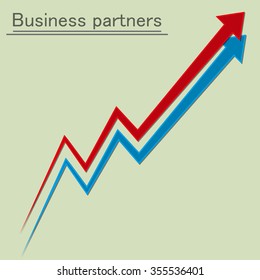 Two  winding direction. Business partners. Vector illustration