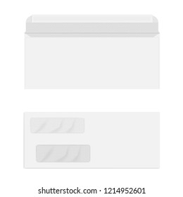 Two window envelope with security pattern. Vector mock-up.