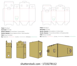 Two Wine Bag Box 5 Liters And 3 Liters Packaging Template Die Cut Vector