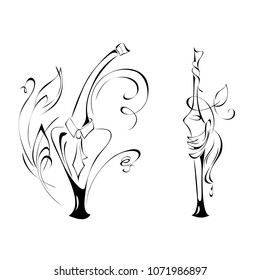 two wine bottles symbolizing a man and a woman