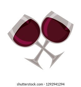 two wine cups on white background vector illustration