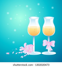Two wine glass champign vector illustration
