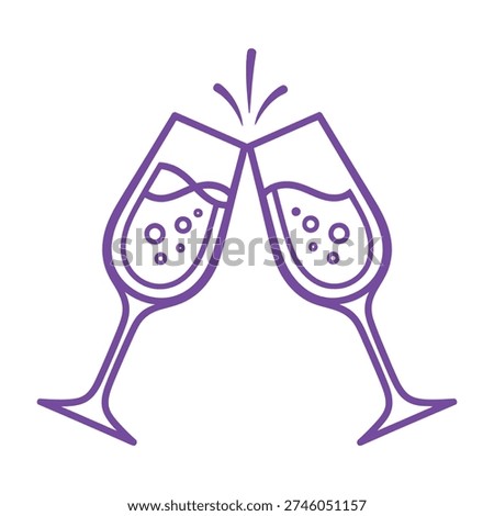 Two wine glasses clinking in celebration with bubbly liquid