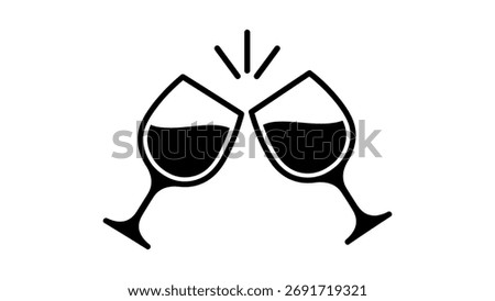 Two Wine Glasses Clinking Toast Icon celebration cheers