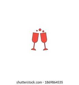 Icono de vector de contorno de copas de vino