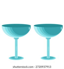 Two wine glasses in flat technique vector illustration 