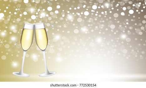 Two wine glasses on blurred background, vector