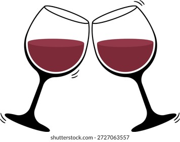 Dois copos de vinho com vinho tinto clinking sem fundo