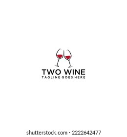 Two wine glasses toast minimalist design graphic symbol