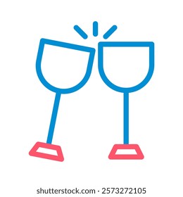 Two wine glasses toasting. Concept of celebration, party, and cheers.