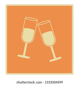 two wineglass drink icon in flat style isolated. Vector Symbol illustration.