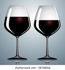 Two wineglasses with red wine
