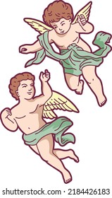 two winged little angels vector design

