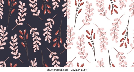 Two winter floral seamless patterns