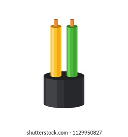 Two wire copper electrical cable in color insulation vector Illustration isolated on a white background