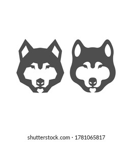 TWO WOLF HEAD ICON LOGO VECTOR