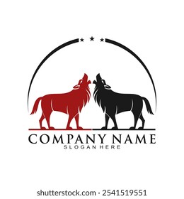 Two wolf illustration design vector