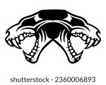 Two wolf skulls vector logo design concept. Isolated on white background.