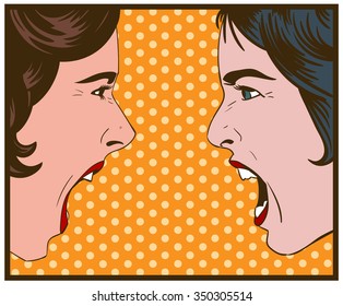 two woman argue comics vector
