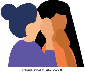 Two woman discussing topic whispering to each other illustration