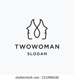 Two woman logo design vector flat icon