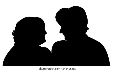 two woman making chat