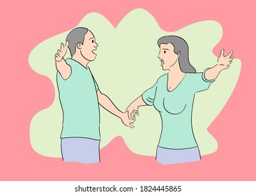 Two woman and man happy meeting  to each other. 