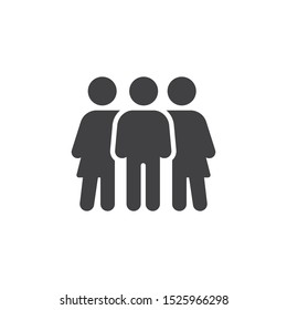 Two woman and one man vector icon. filled flat sign for mobile concept and web design. Friendship and relationship glyph icon. Symbol, logo illustration. Vector graphics