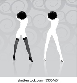 Two woman silhouettes in vector format