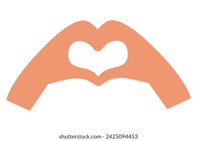 Two woman's hands create gesture heart shape. Icon isolated on white. Vector love figure. Romantic, friendship symbol.