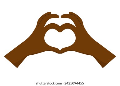 Two woman's hands create gesture heart shape. Icon isolated on white. Vector love figure. Romantic, friendship symbol.