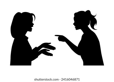 Dos mujeres discuten, dos amigas discutiendo al aire libre, confrontación de relaciones, comunicación