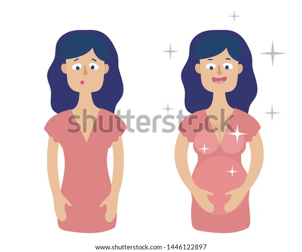 Two Women Blue Hair Pink Dress Stock Vector Royalty Free 1446122897