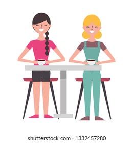 two women drinking coffee