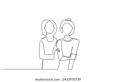 two women family businesswomen posing together successful one line art design