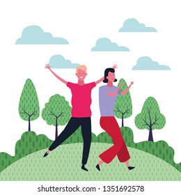 Two women friends cartoon