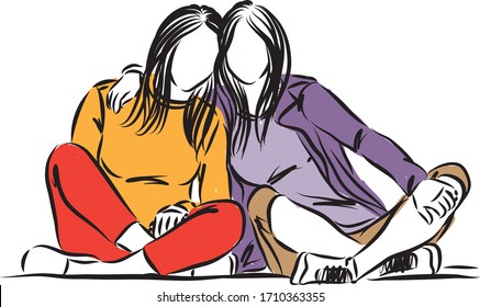 two women friendship concept vector illustration