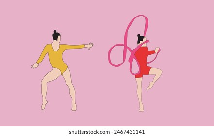 Zwei Frauen turnen Vektorillustration