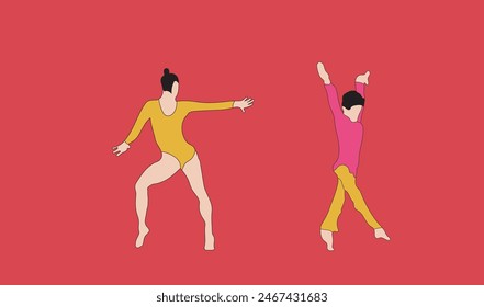 two women gymnastic vector illustration