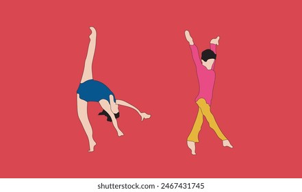 Zwei Frauen turnen Vektorillustration