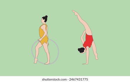 Zwei Frauen turnen Vektorillustration