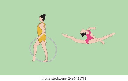 dos mujeres Ilustración vectorial gimnástica