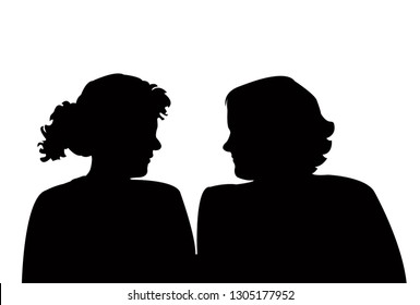 Two Women Head Silhouette Vector Stock Vector (Royalty Free) 1305177952 ...