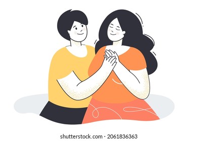 Two women holding each others hands on date. Portrait of lesbian couple flat vector illustration. Intimacy, love, passion, homosexuality, lgbt relationship concept