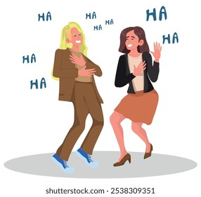 duas mulheres rindo, conceito engraçado piada. ilustração vetorial.