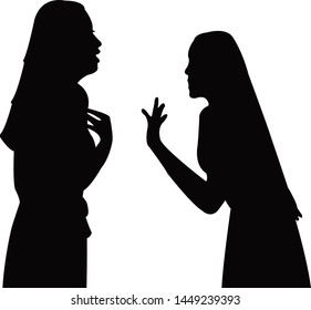 Two Women Making Chat Silhouette Vector Stock Vector (Royalty Free ...