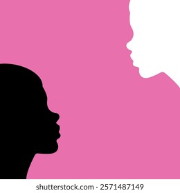 two women silhouette, women's day illustration, vector