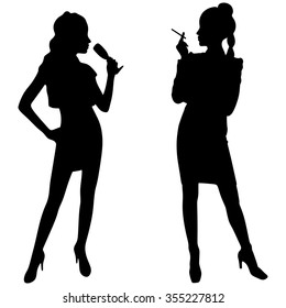 Two women smoking cigarettes and drinking champagne