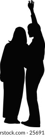 two women standing, body silhouette vector