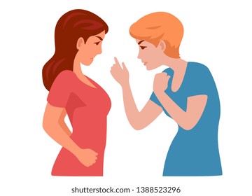 two women swear, threaten, conflict.
